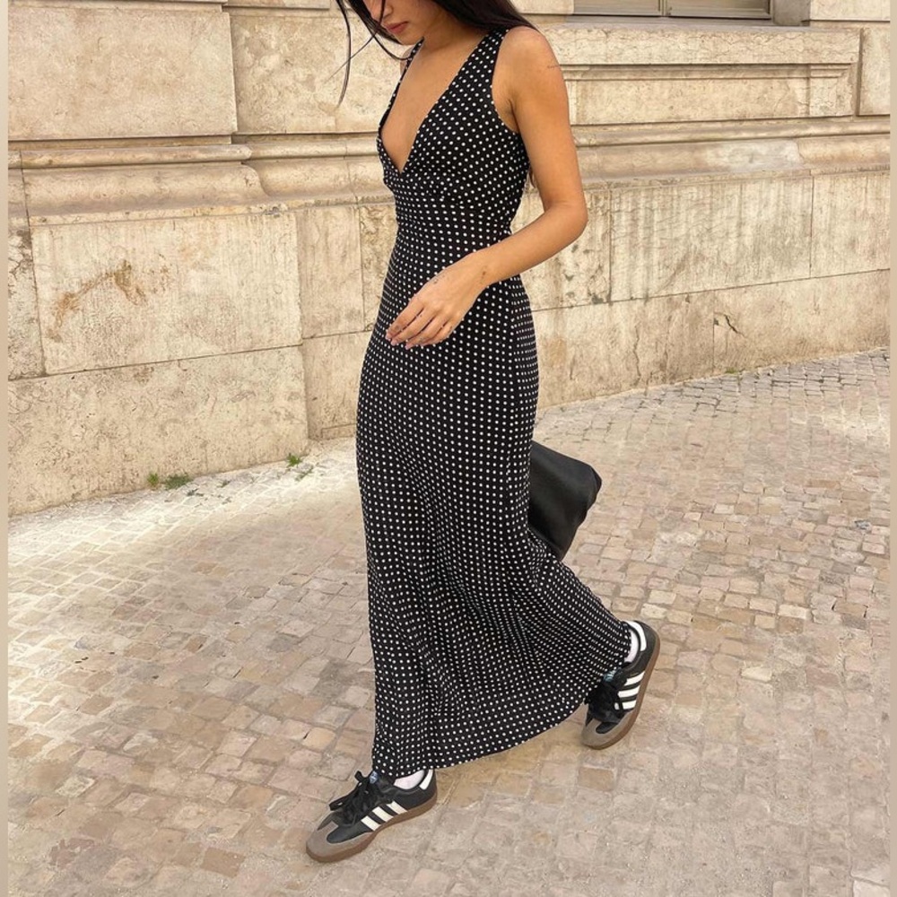 Princess Polly Nellie Maxi Dress Black Polka Dot